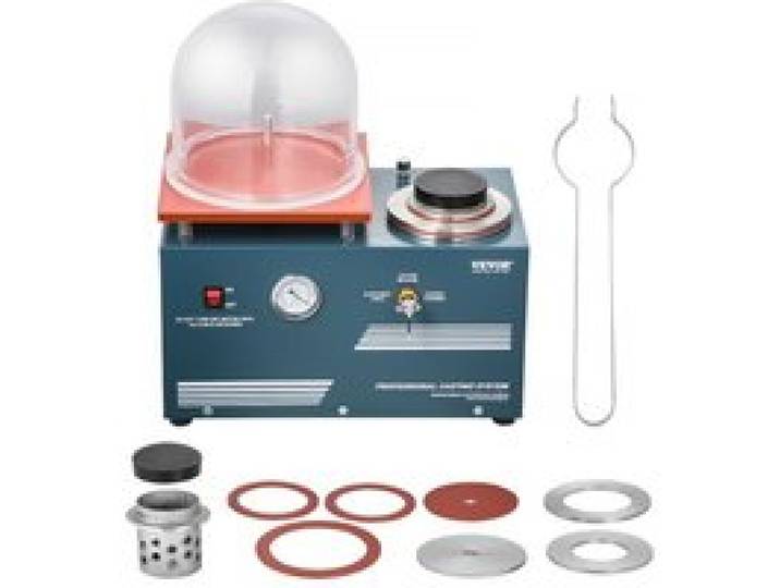 VEVOR Machine de Fonte à la Cire Perdue sous Vide, Machine pour Moulage de Précision 290 W, avec Port d'Injection Pratique, Manomètre de Précision, Équipement pour Coulée de Bijoux Fusion de Métaux