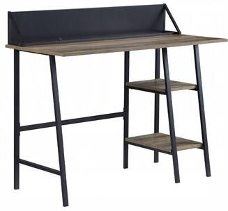 Simple Relax 2-Tier Open Shelf Rectangular Writing Desk in Rustic Oak and Black