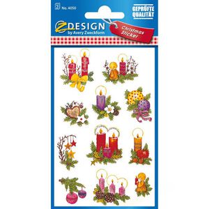 Zweckform Sticker 4050 Z-Design Christmas, Gestecke, glitzernd, 22 Aufkleber, 22 Stück