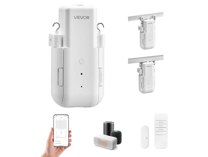 VEVOR ouvre-rideaux automatique (commandé par app & télécommande) ouvre-rideaux électrique\, compatible avec Alexa & Google Home\, avec mode silencieux & minuterie\, pour rails en U/en I
