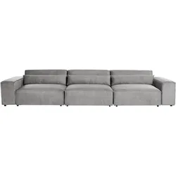 3-SITZER-MODULSOFA Grau Stoff Hellnar