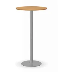 Cocktailtisch, Partytisch OLYMPO II, Durchmesser 60 cm, graues Fußgestell, Platte Buche