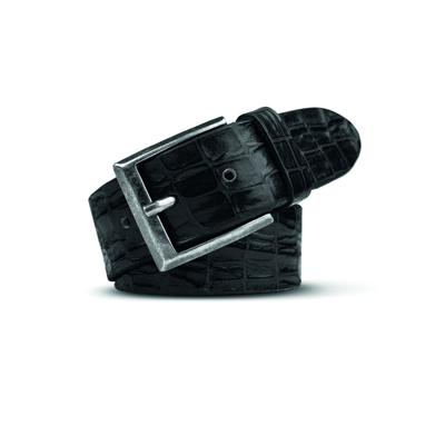 Ledergürtel MEYER "MEYER Gürtel", Herren, Gr. 90, schwarz, Obermaterial: 100% Lammleder LEL., uni, Gürtel Ledergürtel, mit Kroko Optik