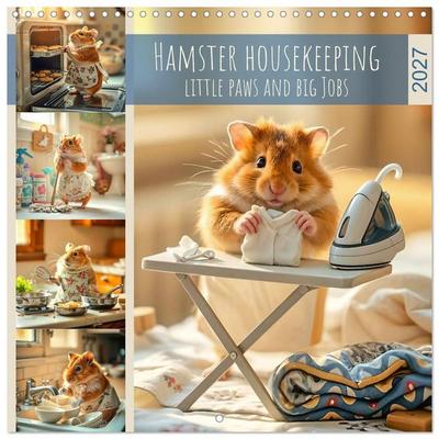 Hamster housekeeping - little paws and big Jobs (Wall Calendar 2027 12 × 12 Inch) CALVENDO 12 Month Wall Calendar