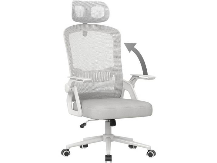 Chaise bureau ergonomique accoudoirs pliables 90° soutien lombaire dossier inclinable hauteur réglable appuie-tête assise mail