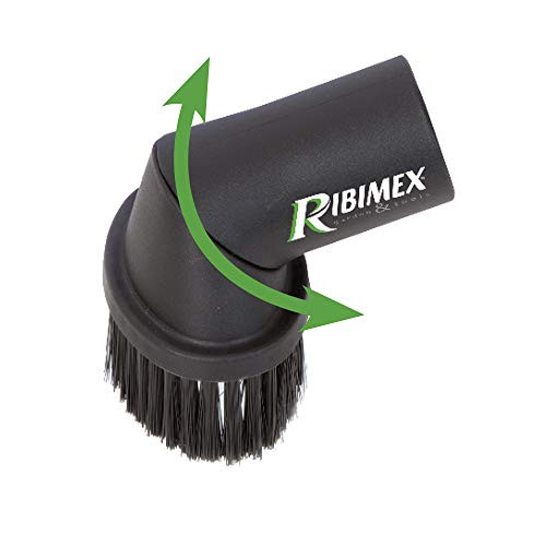 Ribimex Draaibare reinigingsborstel voor pelletkachels met nylon haren, zwart, L