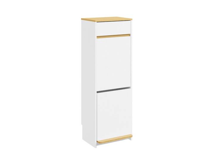 SoBuy Schrank mit Fußbetätigung für Abfalltrennung Fsb112-Wn, Weiß, Nachbildung, Holz Optik, Rechteckig,Rechteckig, 25x101.7x35 cm, Garderobe, Schuhaufbewahrung, Schuhschränke