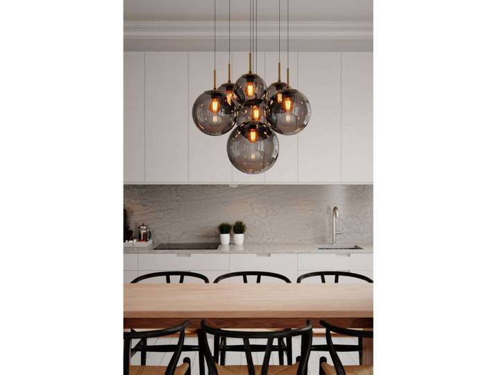 Suspension Laura, Ø 54 cm, à 7 lampes, gris fumé - By Rydéns - Salon / séjour - Moderne - Verre - Multi-ampoules