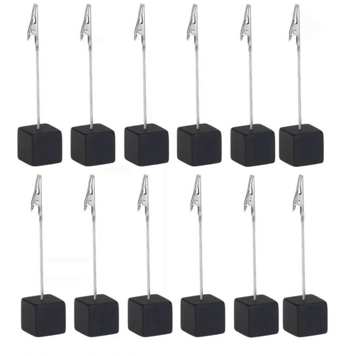 12 stuks Kaartenhouder Kubus – Decoratieve Memo en Fotohouder, Tafelnummer Standaard voor Bruiloft of Feest, Zwart