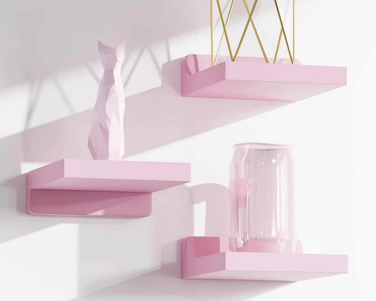 Set van 3 kleine zwevende wandplanken voor badkamer, woonkamer of slaapkamer