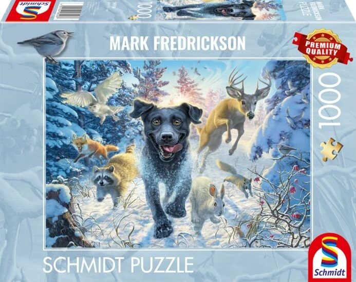 Schmidt Spiele Mark Fredrickson: Hundeliebe - schwarzer Labrador im Schnee (1000 Teile)