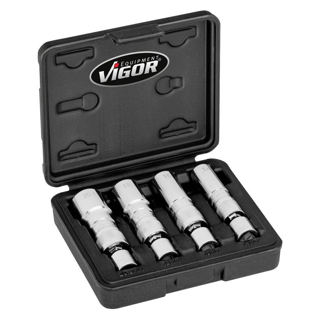 Vigor Zündkerzen Steckschlüssel Satz V7002/4 Vierkant10 mm (3/8 Zoll) Aussen Doppel-Sechskant ... (V7002/4)