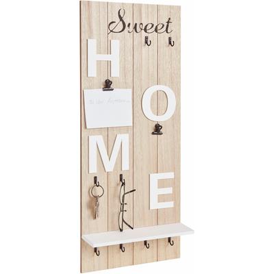 Garderobenleiste OTTO HOME "Sweet Home", beige (natur, weiß), B:30cm H:70cm T:8cm, Holzwerkstoff, Garderobenhalter, Höhe 70 cm