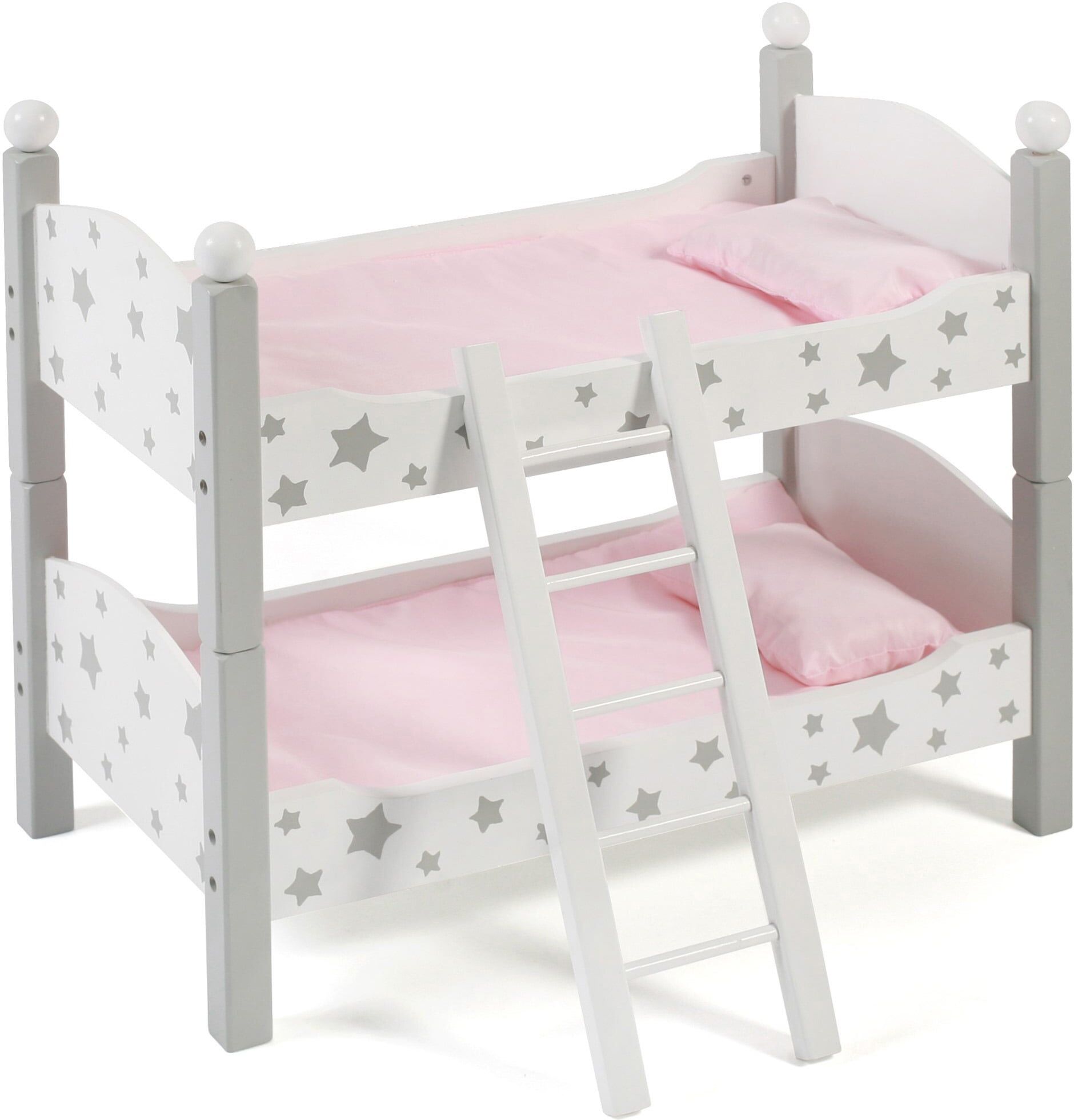 Puppenbett CHIC2000 "Stars Grau", grau (stars grau), Puppenmöbel, KinderB:28cm H:44cm T:28cm, Holzwerkstoff, MDF, Puppenbett, auch als zwei Einzelbetten verwendbar, B:28cm H:44cm T:28cm