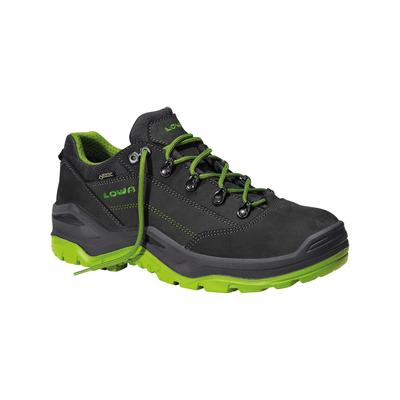 Sicherheitsschuh LOWA "RENEGADE Work GTX Low" Gr. 45, schwarz (schwarz, grün), 45, Obermaterial: 100% Rindnubukleder CNU., Schuhe