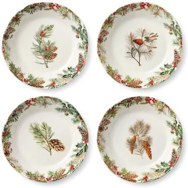 "Certified International Woodland Set of 4 Dinner Bowl 9in x 2in - 9.5"" L x 9.5"" W x 2"" H"