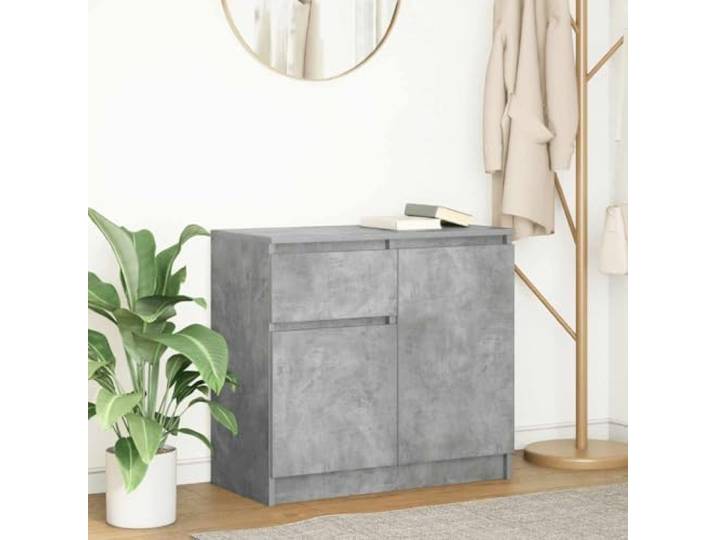 RJPLMFV Anrichte, grau, Beton, 71 x 35 x 65 cm, Holz, Technik Türen, Regal, Schublade, Montage anpassbar, Wandbefestigung inklusive