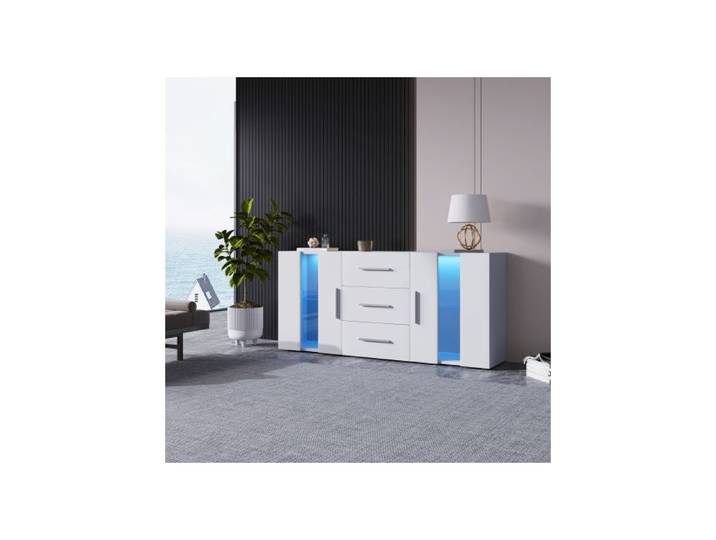 Meuble de rangement TV - MUVOE - 140x35x70 cm - 16 lumières LED multicolores - Montage facile