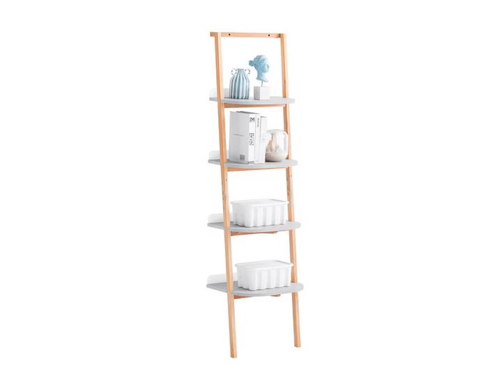 SoBuy Bücherregal Grau-Natur, Grau, Naturfarben, Holzwerkstoff, Holz, Buche, 44x169x39 cm, Wohnzimmer, Regal, Bücherregale