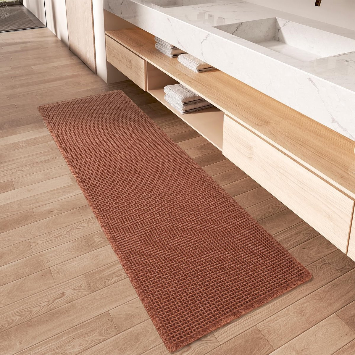 Wafel Badmat Badkamer Loper Oranje - 60 x 152 cm
