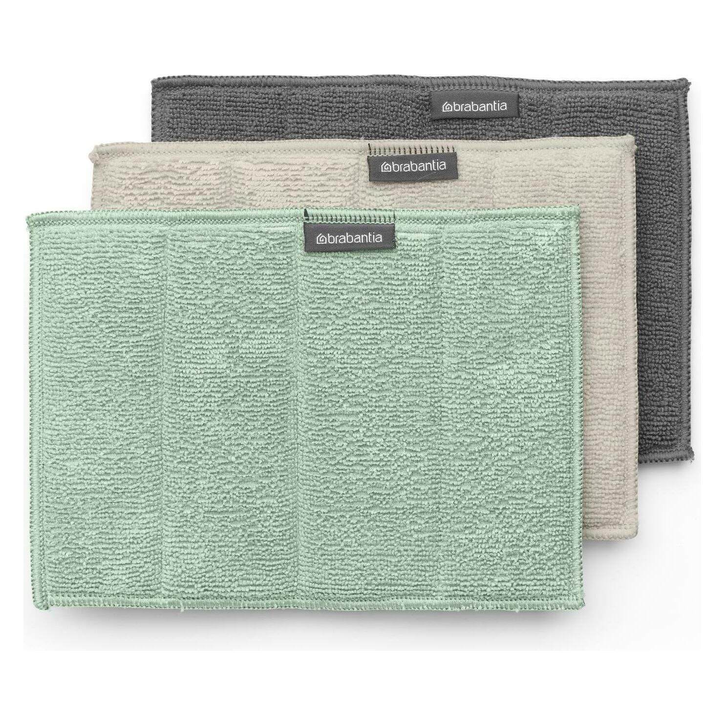 Brabantia Mikrofaser-Reinigungstuch 3 Stück, Grün/Beige/Grau (3 Stk.) (239182)