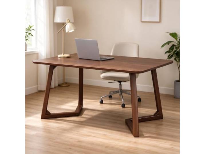 GAOCUNBING Esstisch für 4 Personen, Esstisch aus massiver Eiche, rechteckige Moderne Küchen-Esszimmer-Möbeleinheit Walnut,140cm/55in