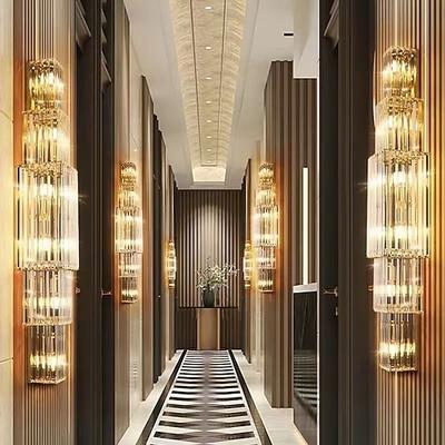 LED-Licht Luxus Kristall Wandleuchte Hotel Projekt Zahlung KTV Korridor Dekoration Villa Duplex Gebäude Modell Zimmer Wohnzimmer Lampen Glühbirne nicht enthalten