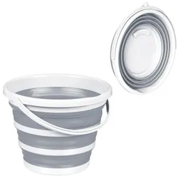 Relaxdays 2x Eimer faltbar 10 Liter Weiß,Grau