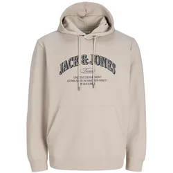 Jack & Jones Herren Hoodie Kapuzenpullover JJEDENVER LOGO SWEAT HOOD - Relaxed Fit - 12298730 Moonbeam - M