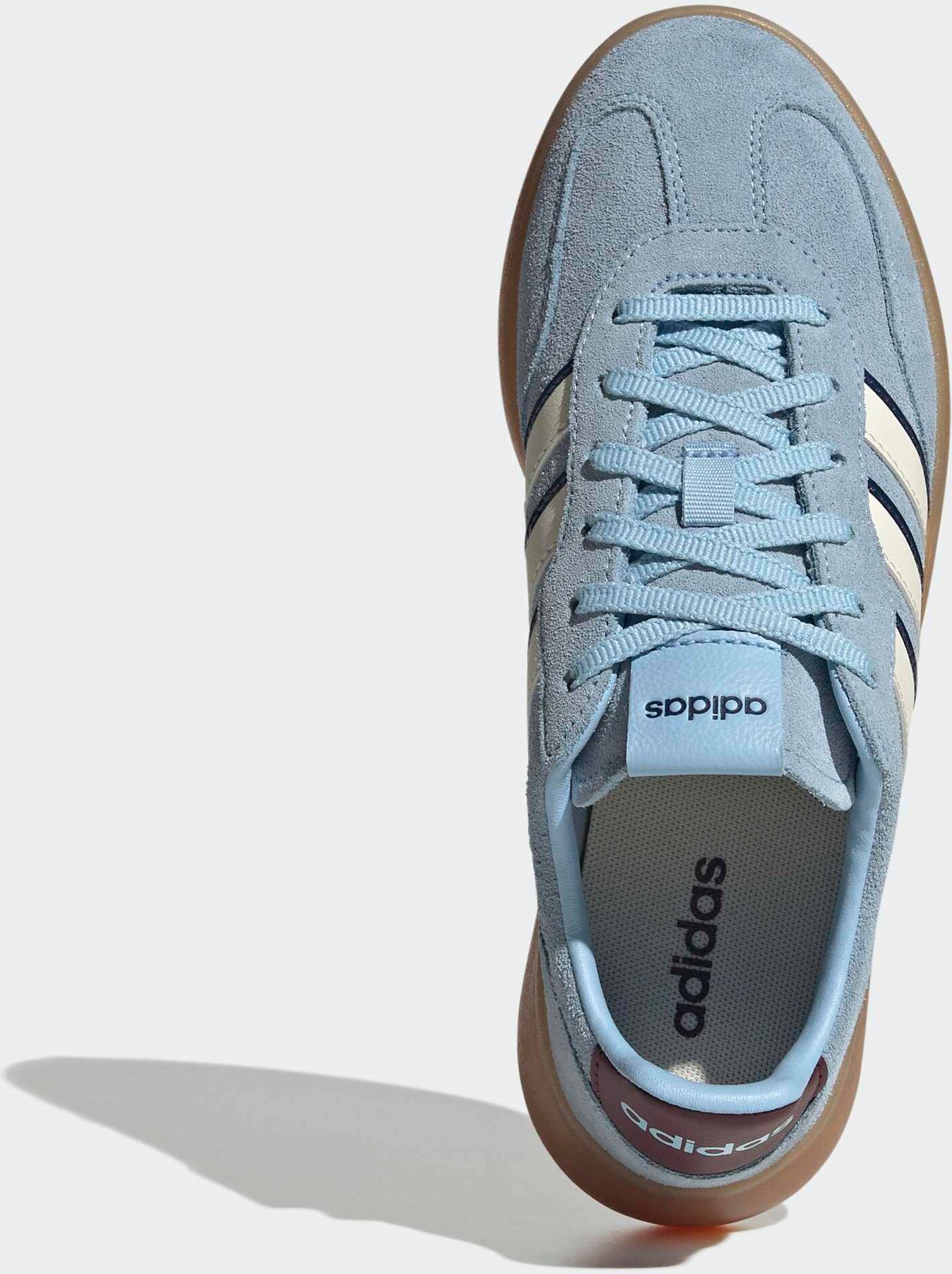 Sneaker ADIDAS SPORTSWEAR "BARREDA DECODE", Damen, Gr. 38,5, blau (clear sky, wonder weiß, maroon), Leder, Schuhe Sneaker, inspiriert vom Design des adidas handball spezial clear sky, wonder weiß, maroon 38,5