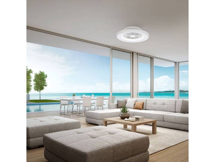 Mantra Iluminación Smart LED-Deckenventilator Tibet, weiß, DC, leise, Ø 65 cm dimmbar, weiß / opal, für Wohn- / Esszimmer, Metall, Modern