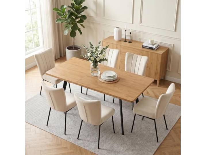 JIEXI Esstisch mit 6 Stühlen Set, 140-180CM, Esszimmer