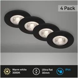 Briloner, Deckenstrahler, LED Einbauleuchten, schwarz-matt, 4xLED-Platine/4,9W (480 lm)