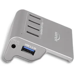 Delock USB-Hub 64181 USB 3.1 - 4x USB-A / 1x Ladeanschluss (USB-A, 5 Ports), Dockingstation + USB Hub, Grau
