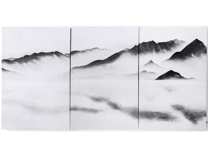 Bedruckte und handbemalte Leinwand LAYONE 3-teilig mehrfarbig 180x90x3.5cm