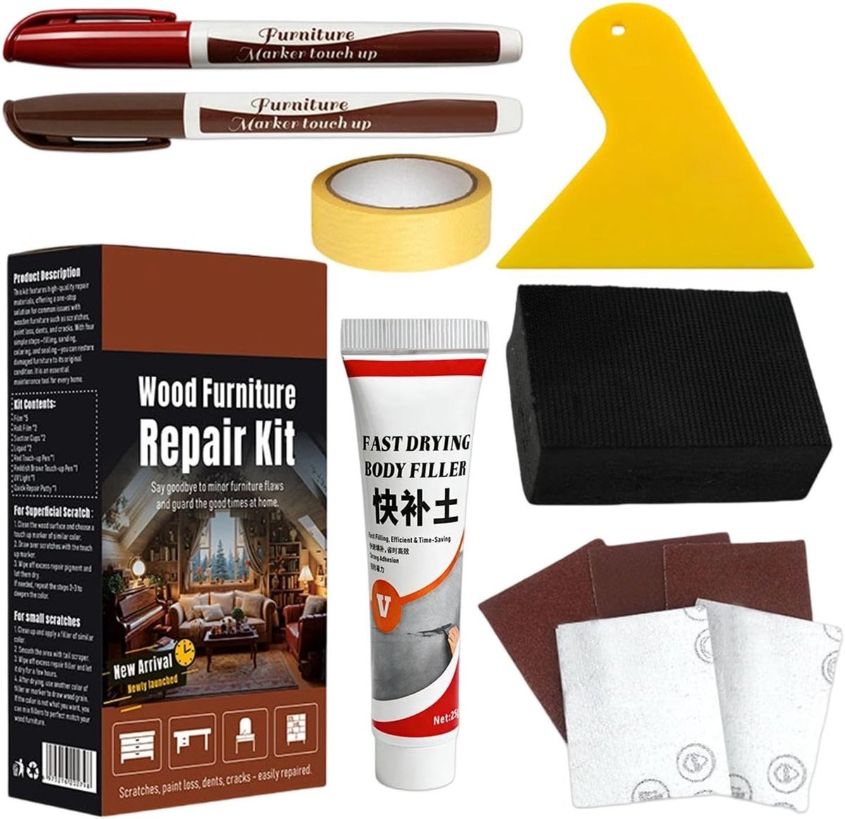 Meubelmarker Set Houtreparatie Stiften Bruin 25 gram