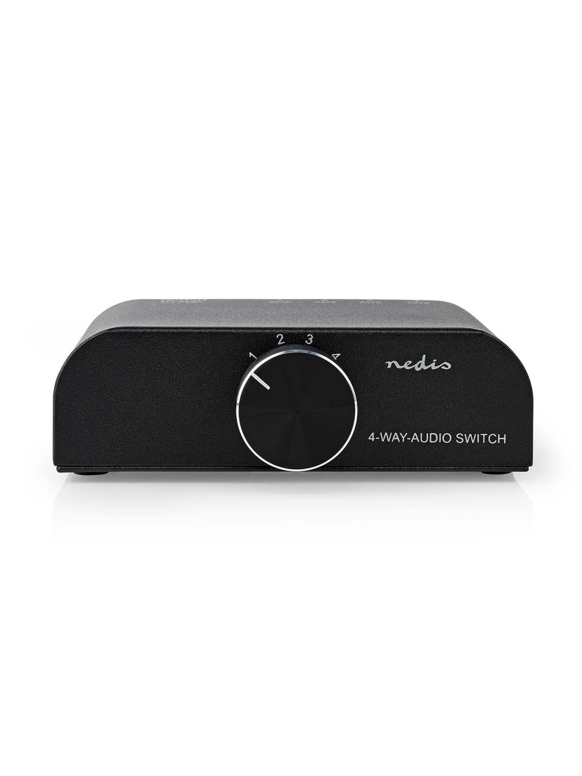 Nedis - Analogue 4-Way-Audio Switch - 3 x RCA Stereo (Phono) + 3.5 mm Jack - 4 ports