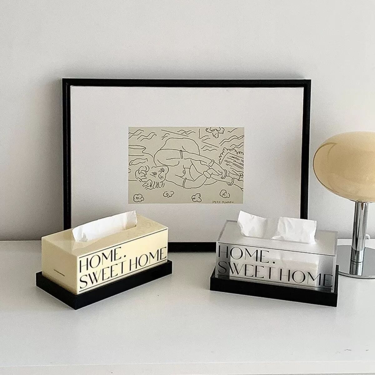 INF Boîte à mouchoirs de bureau en acrylique - Distributeur de mouchoirs minimaliste Transparent