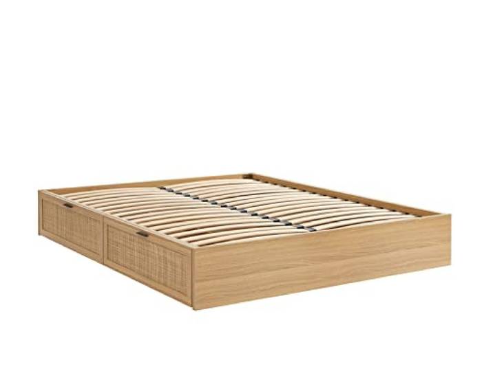 BAÏTA Amana Doppelbett mit Schubladen, Rattangeflecht, 160 x 200 cm, inkl. Lattenrost