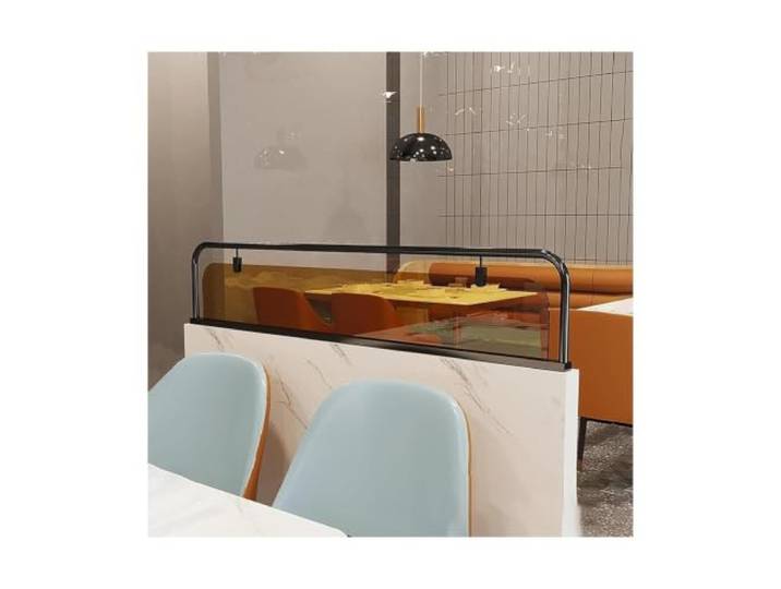 AVkgwrtb Raumteiler mit durchscheinendem Glas und Metallrahmen Mehrfarbig, 100 x 25 cm, Restaurant, Teehaus, Café, Hotel, Büro: Raumaufteilung(Black)
