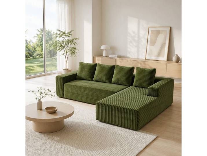 MIBODE Ecksofa Cloud Ecksofa L-Form Chaiselongue Grün