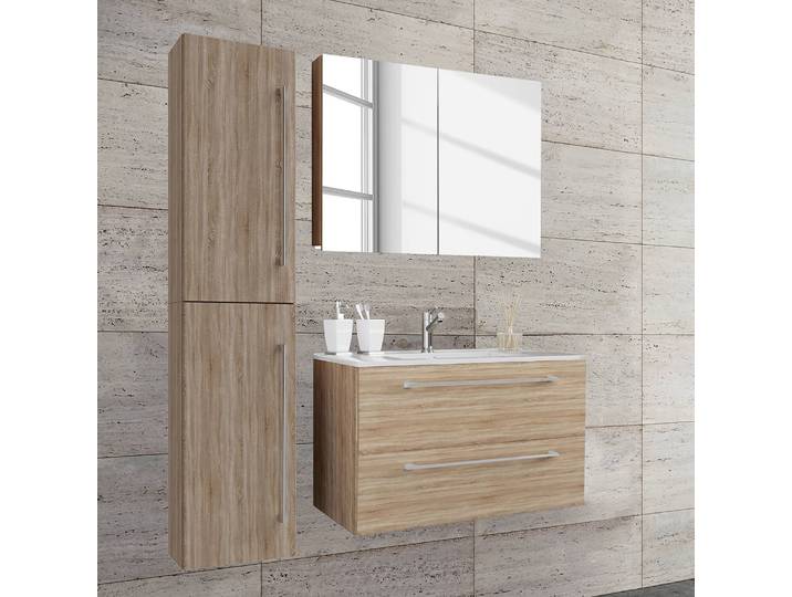 Badezimmerset Melville VIII 3-teilig 94cm Braun/Eiche Sonoma Dekor