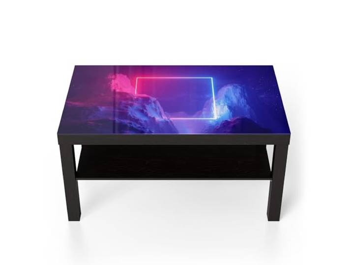 DEQORI Glastisch schwarz groß 90x50 cm Motiv Kosmische Canyonreise ausgefallener Beistelltisch aus Glas Hochglanz Couchtisch fürs Wohnzimmer moderner Couch Tisch mit Design