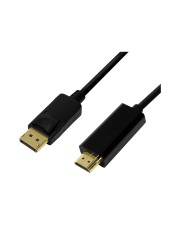 LogiLink DisplayPort-Kabel DP 1.2 zu HDMI 1.4 2m black Kabel Digital/Display/Video Schwarz (CV0127)