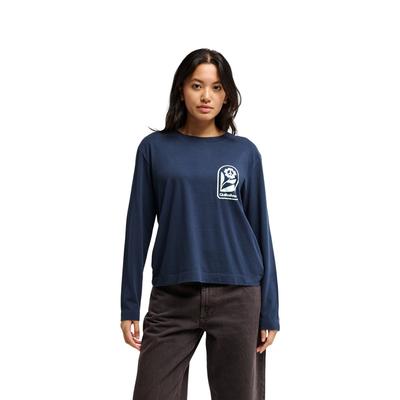 Langarmshirt QUIKSILVER "Standard", Damen, Gr. S, blau (schwarz navy), Obermaterial: 100% Baumwolle., Shirts Langarmshirt