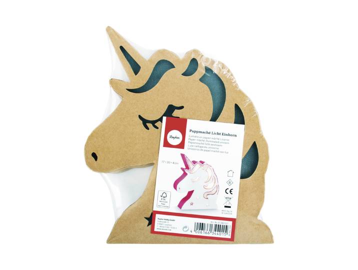 Rayher Pappmaché Licht Einhorn 17 × 20 × 4 cm