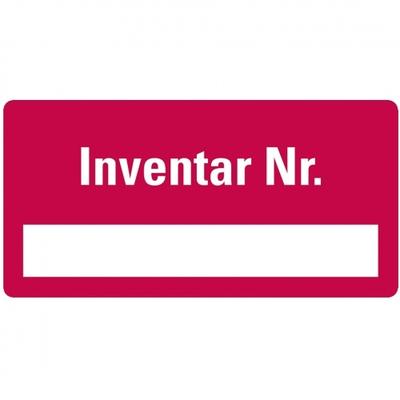 Inventaretikett Inventar Nr., einzeilig, rot, Dokumentenfolie, 40x20mm, 16/Bogen