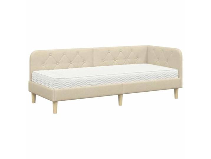 PUGYNBK Eckbett Creme 80 x 200 cm Polyester Fester Lattenrost, Schaumstoffmatratze, L-Design, atmungsaktive Polsterung, einfache Reinigung