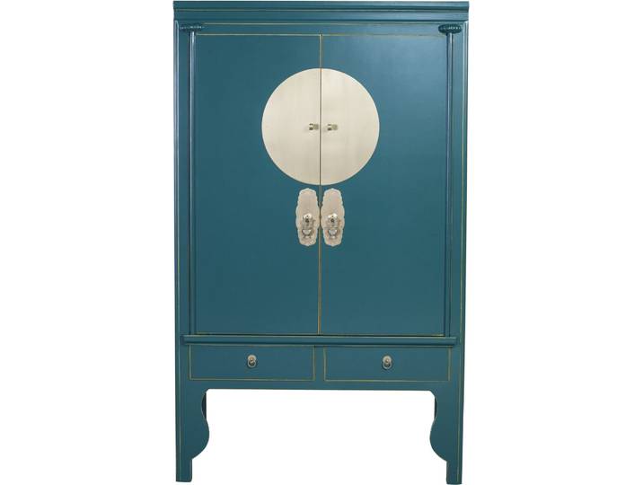 Fine Asianliving Armoire de mariage chinois bleu-vert - Orientique Collection L100xP55xH175cm Armoire chinoise Armoire de mariage chinois Meubles asiatiques