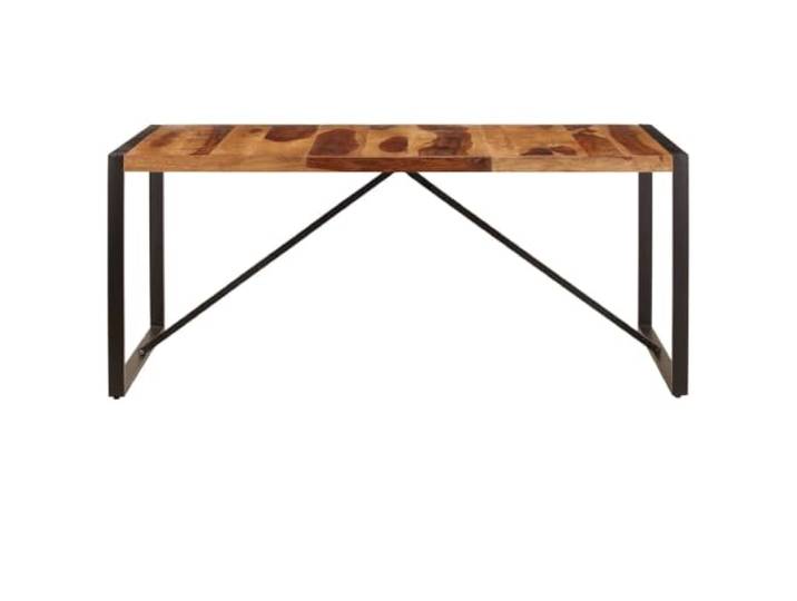 HBBMGYD Esstisch, 180 x 90 x 75 cm, Seshamholz, robust Industriestil, pulverbeschichtete Stahlbeine, tropisches Hartholz, natürliche Körnung, glatte Textur, einfache Montage
